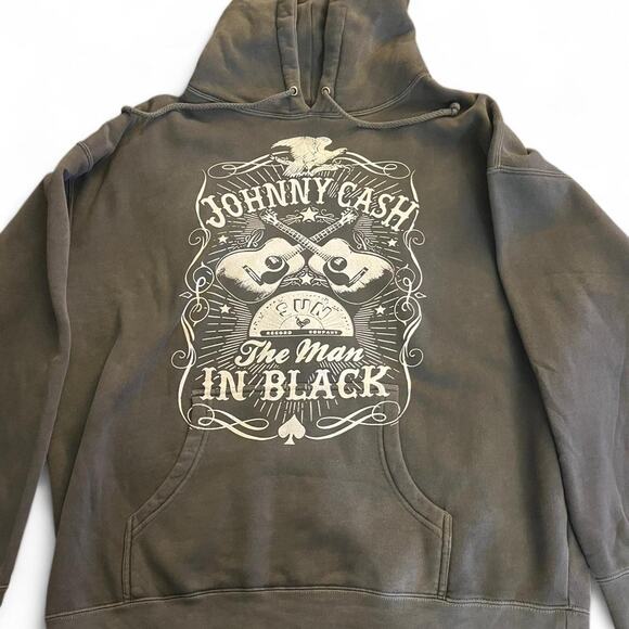 Grey Johnny Cash The Man in Black hoodie Size XL Brand New - Picture 1 of 2